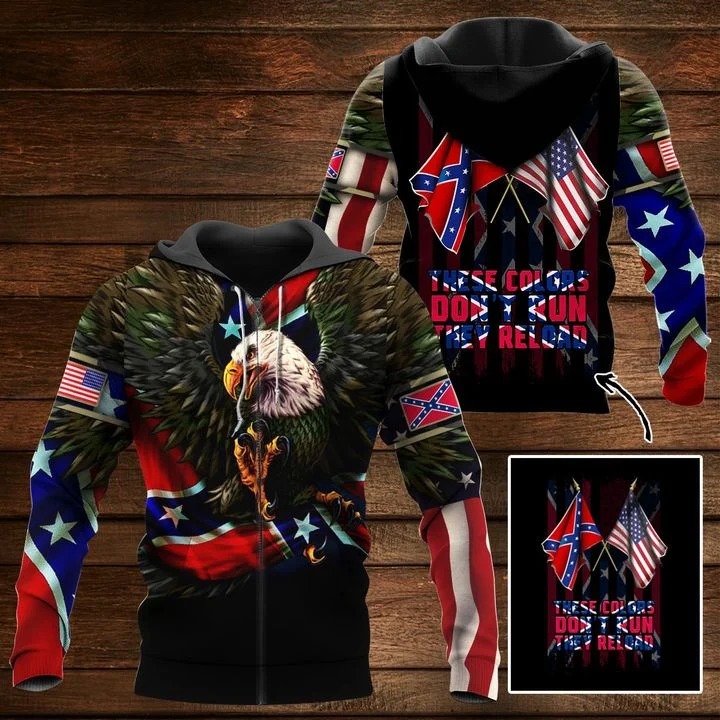 Southern United States Eagle these colors don't run they reload 3d hoodie and zip hoodie 1