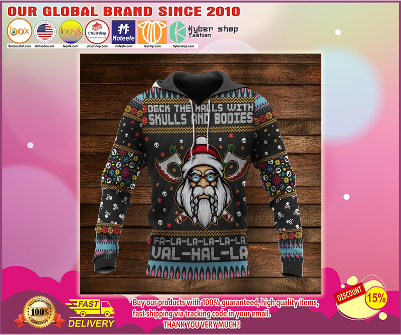 Viking deck the halls with skuls and bodies 3d hoodie 1