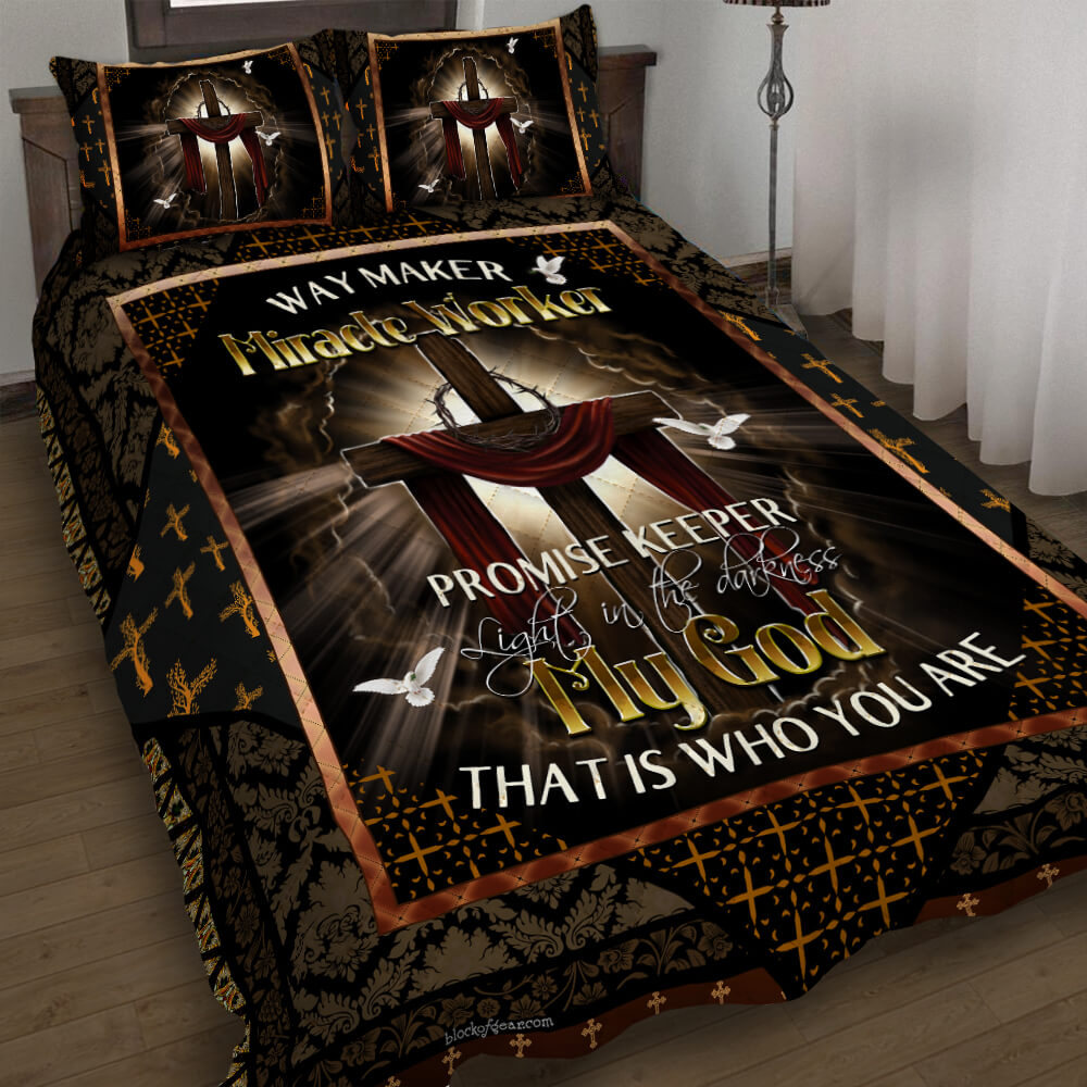 Way Maker Miracle Worker Promise Keeper Promise Keeper Light In The Darkness My God That Is Who You Are Jesus Cross Bedding Set