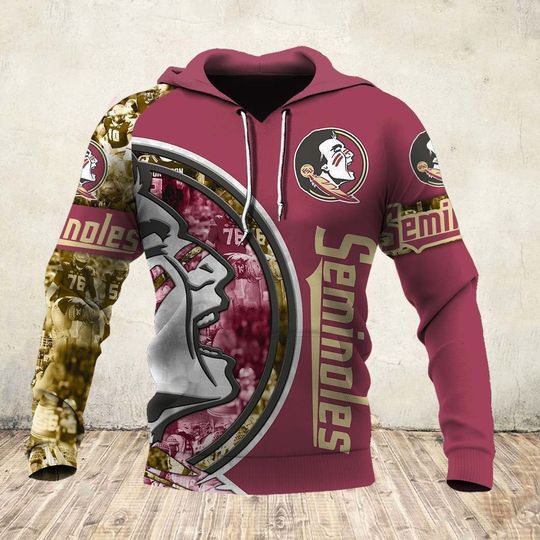 skull and florida state seminoles football team full over printed hoodie
