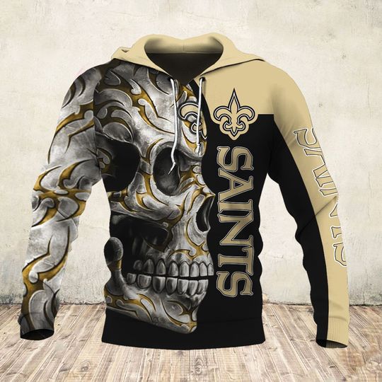 [special edition] sugar skull and new orleans saints football team full over printed shirt – maria