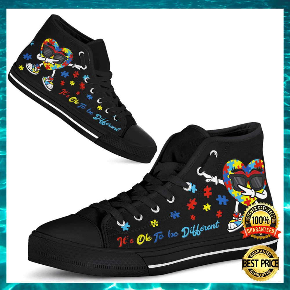 Autism awareness it's ok to be different high top shoes1
