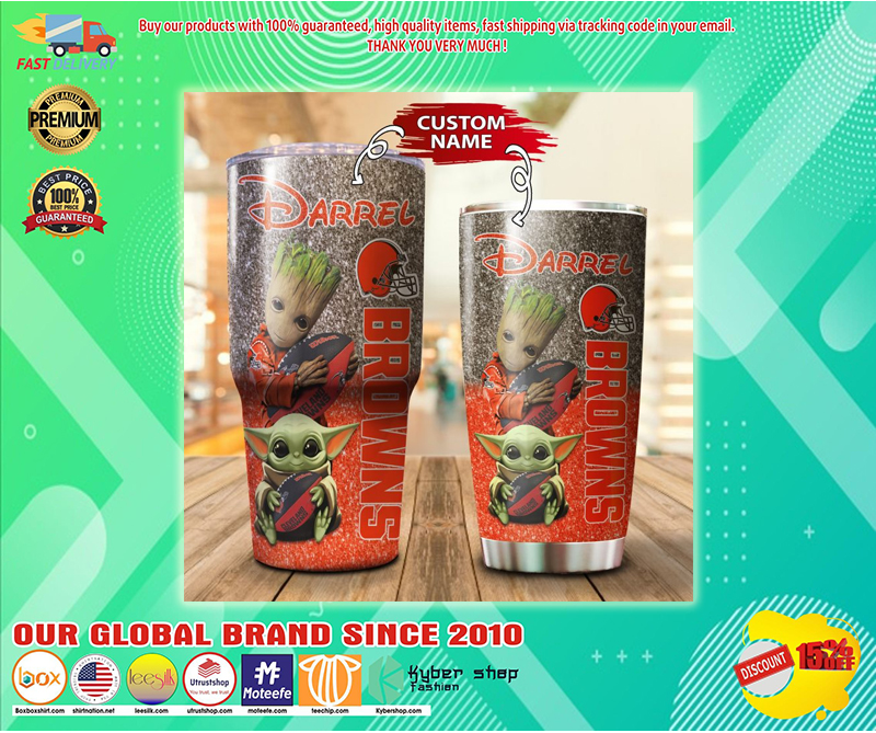 Baby Yoda and Groot Cleveland Browns Custom name Tumbler – LIMITED EDITION BBS
