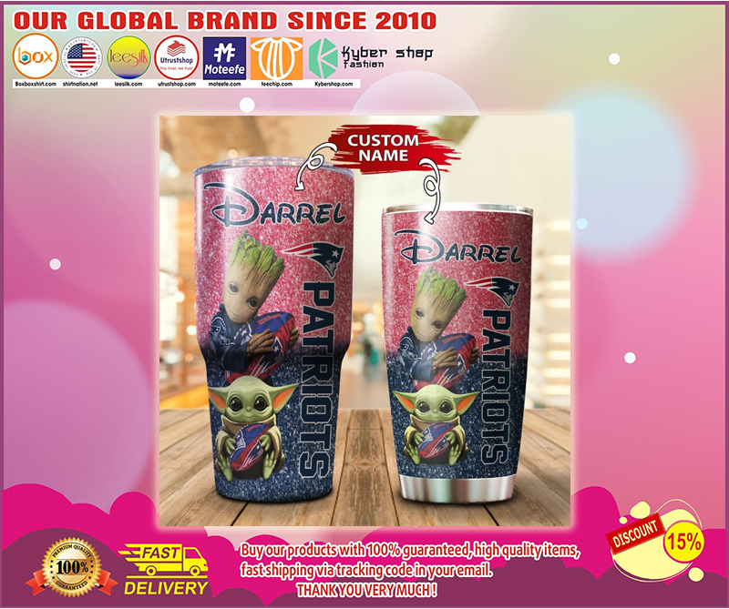Baby Yoda and Groot New England Patriots Custom name Tumbler – LIMITED EDITION BBS