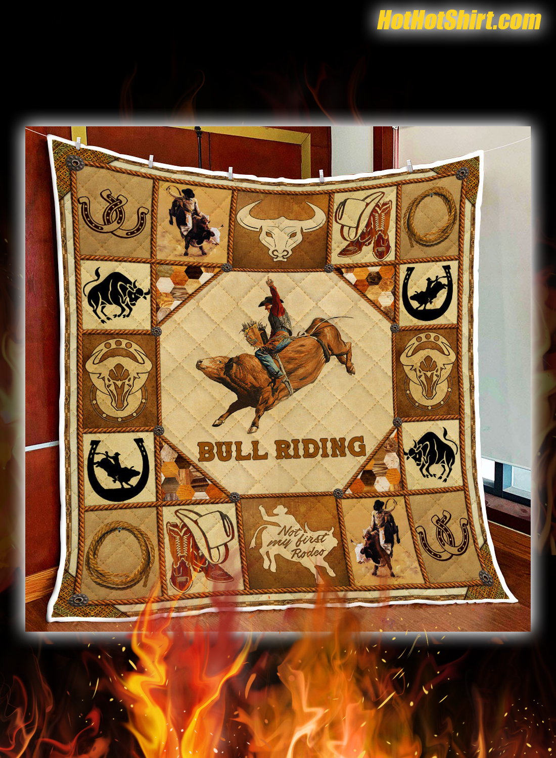 Bull Riding Quilt Blanket 3