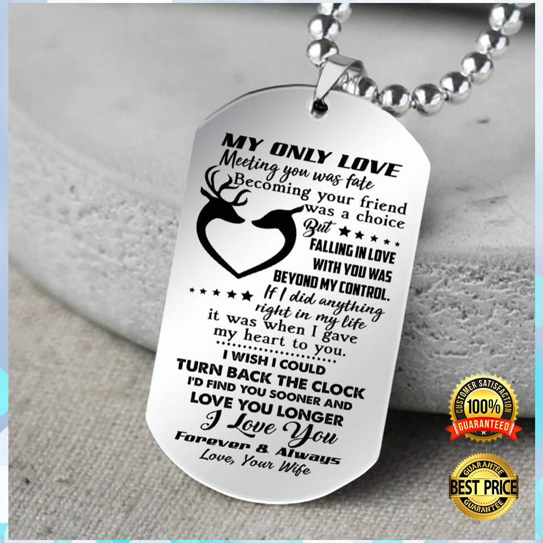 Deer couple my only love meeting you was fate becoming your friend was a choice dog tag 3
