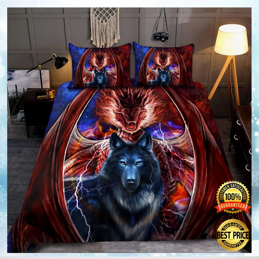 Dragon and wolf bedding set