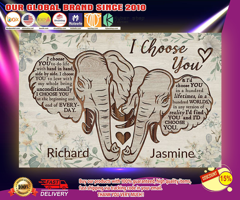 Elephant I choose you custom personalized name poster 3