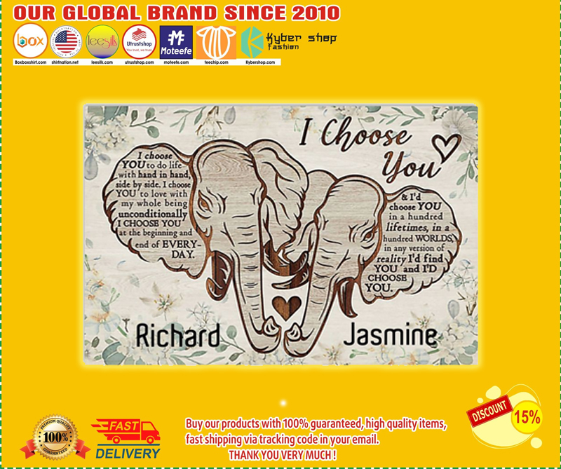 Elephant I choose you custom personalized name poster