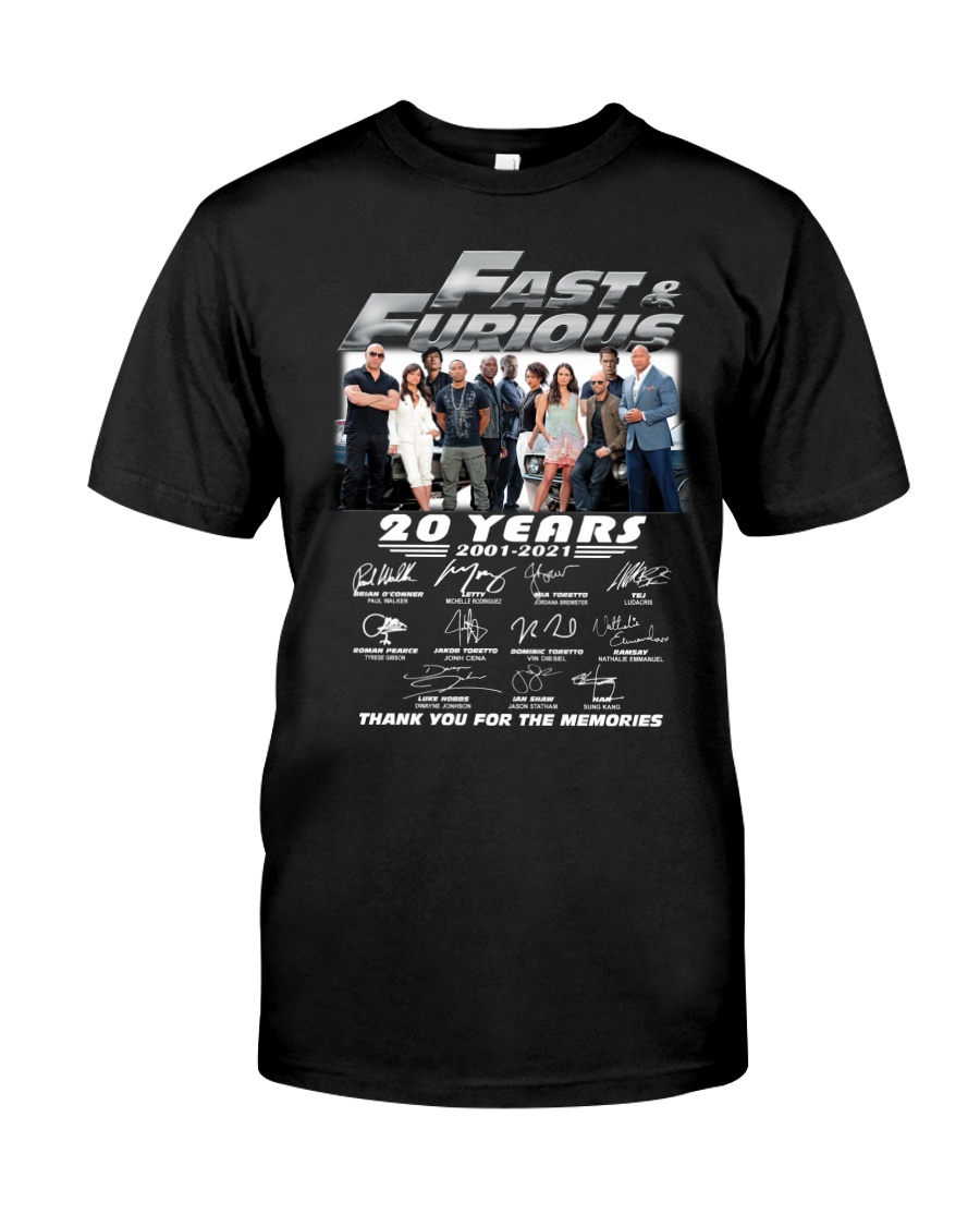 Fast and furious 20 years 2001 2021 shirt 6