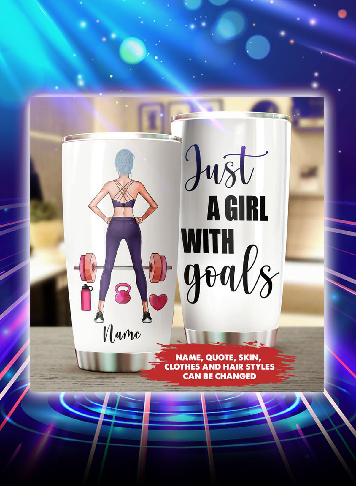 Fitness just a girl with goals personalized customize name tumbler