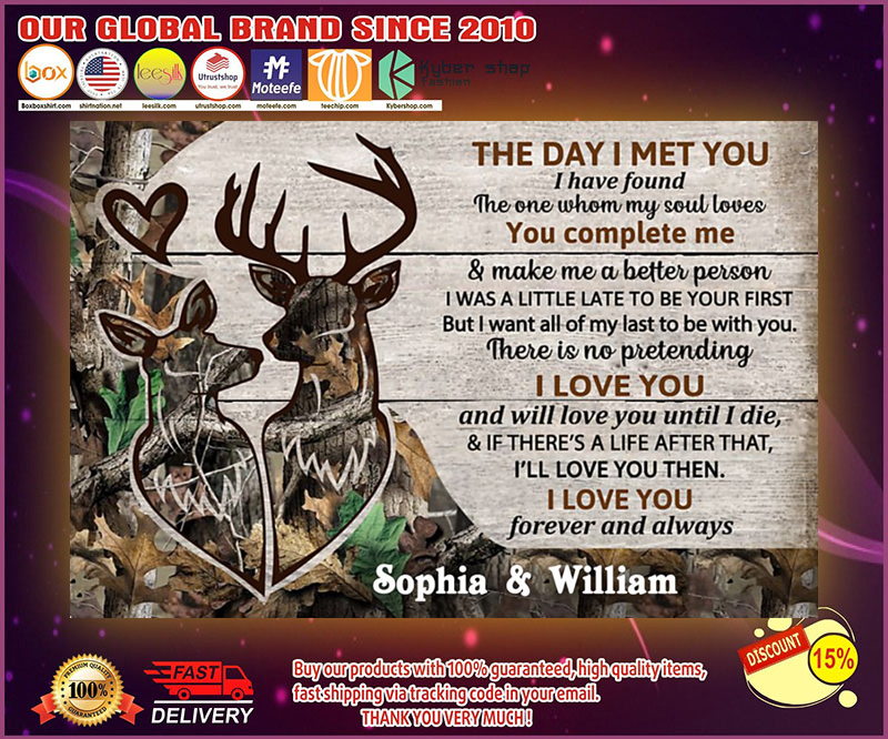 Personalized Deer The day I met you custom name poster 4