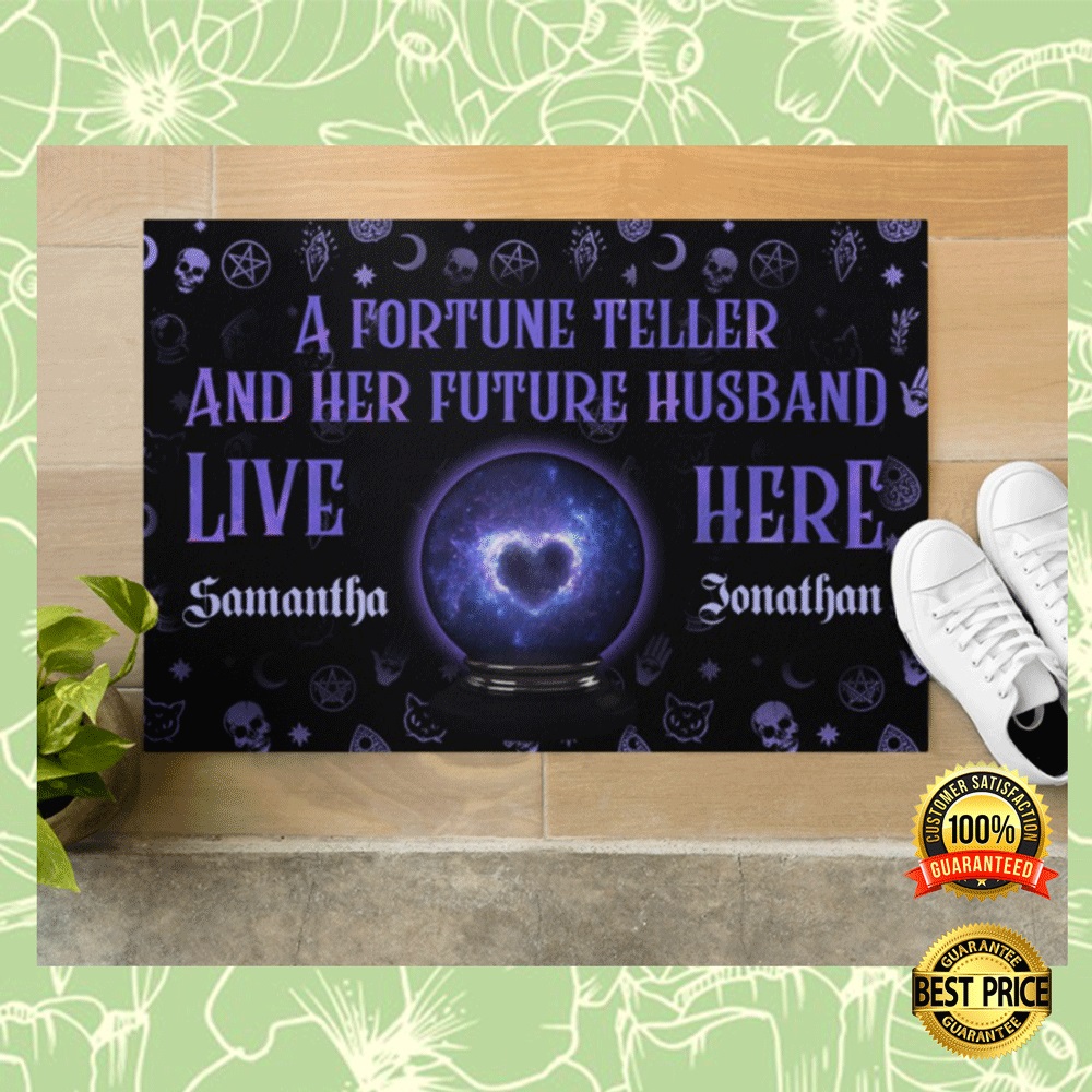 Personalized a fortune teller and her future husband live here doormat 1 (2)