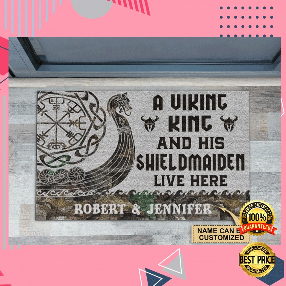 Personalized a viking and his shieldmaiden live here doormat 1