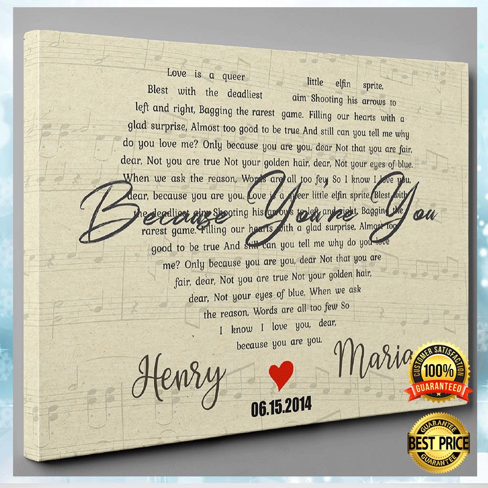 Personalized because you_re you lyric canvas 1