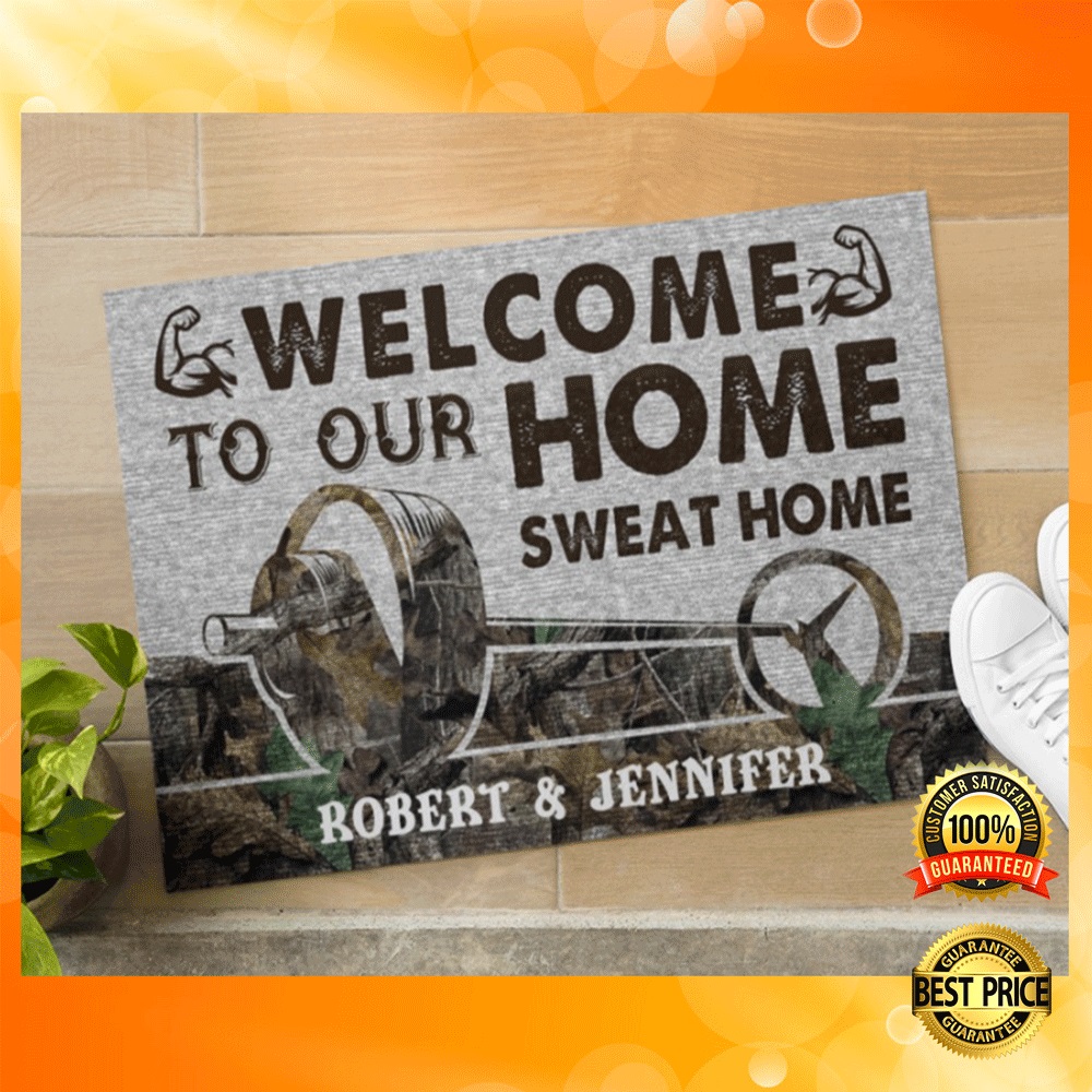 Personalized fitness welcome to our home sweat home doormat1