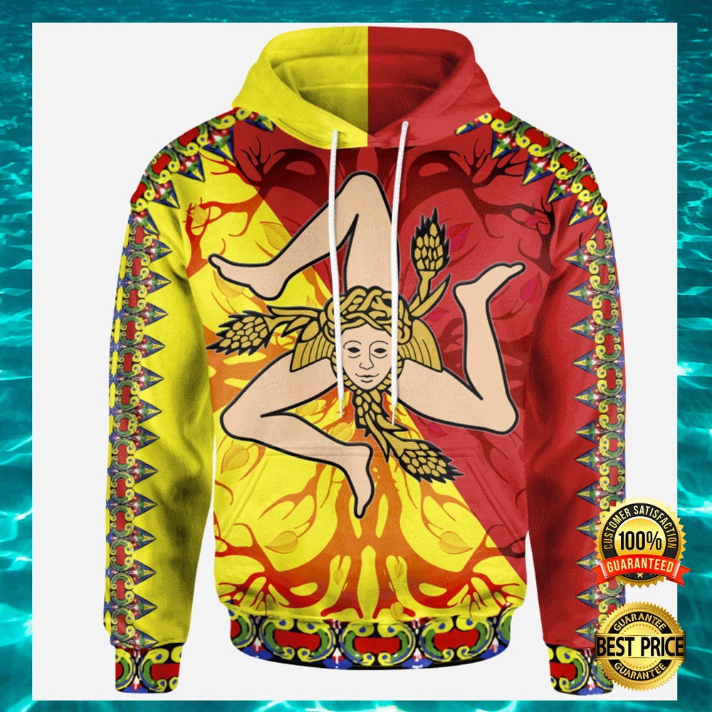 Sicily Flag With Celtic Tree of Life all over printed 3D hoodie1