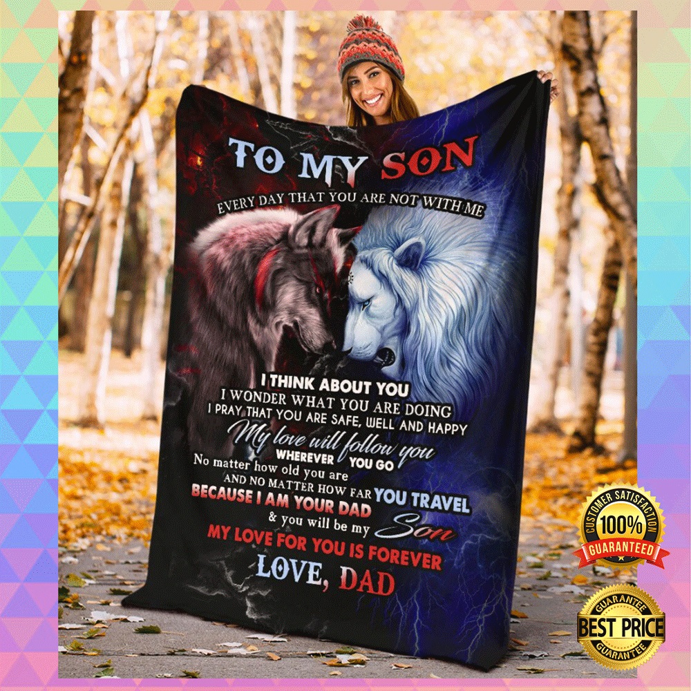 Wolf and lion to my son every day that you are not with me i think about you blanket2