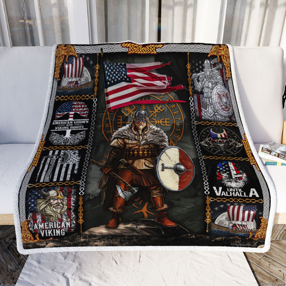 [special edition] american viking warrior until valhalla all over printed blanket – maria