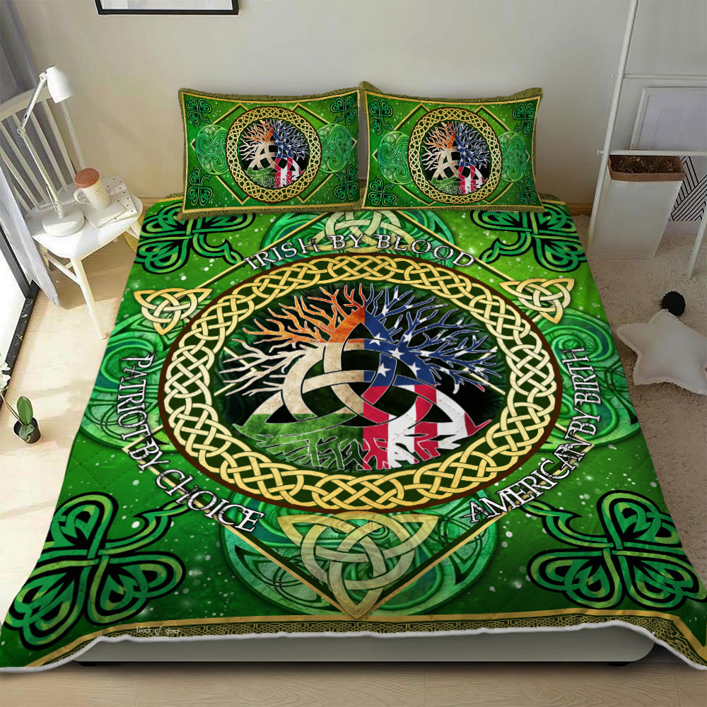 irish by blood american by birth patriot by choice irish celtic symbol bedding set 1