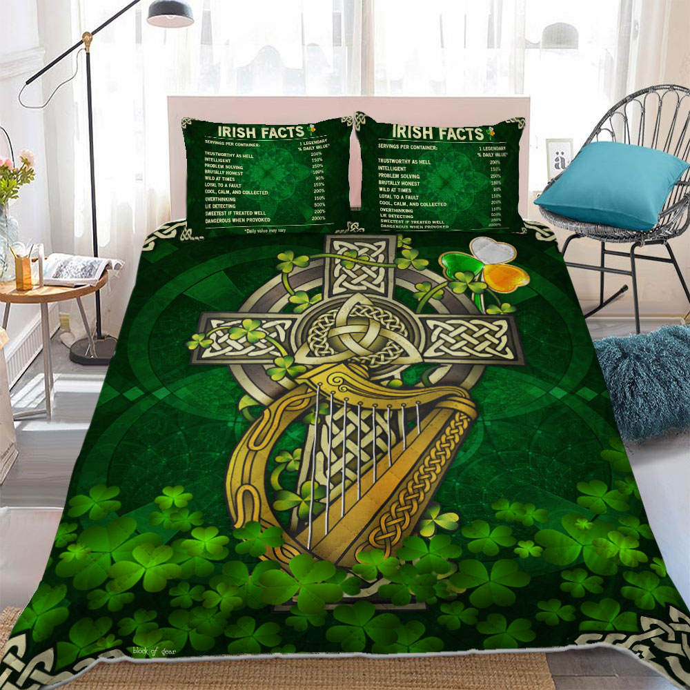 irish celtic cross st patricks day full printing bedding set 1