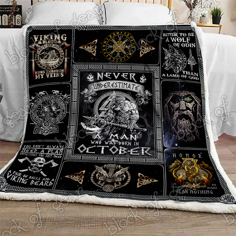 never underestimate a man who was born in october viking blanket 1