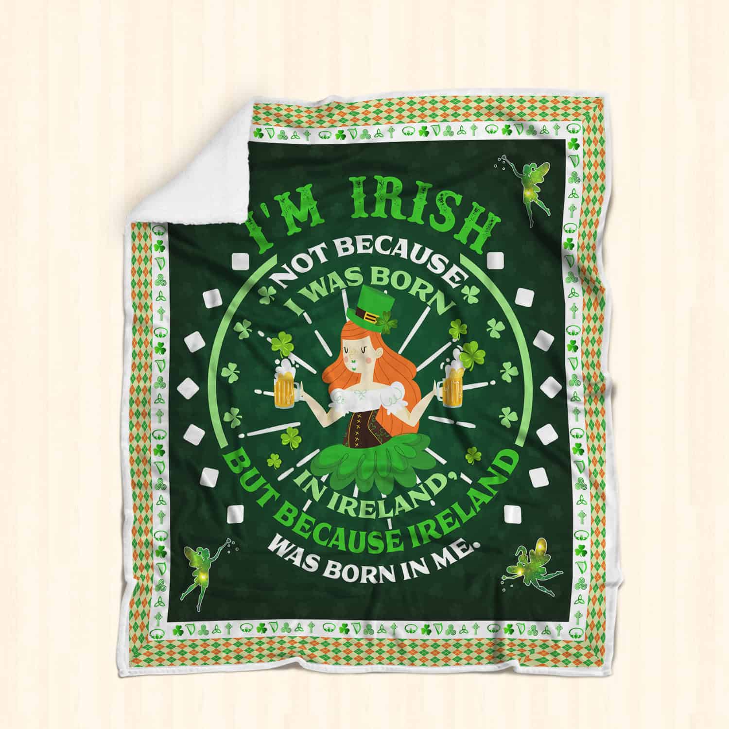 st patricks day ireland was born in me all over printed blanket 1