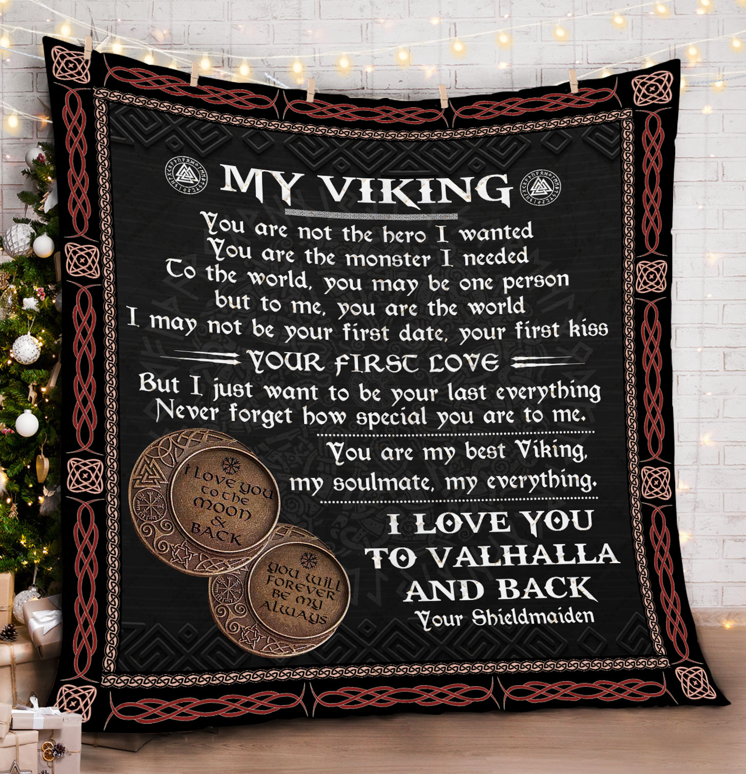 to my viking i love you to valhalla and back all over printed blanket 1
