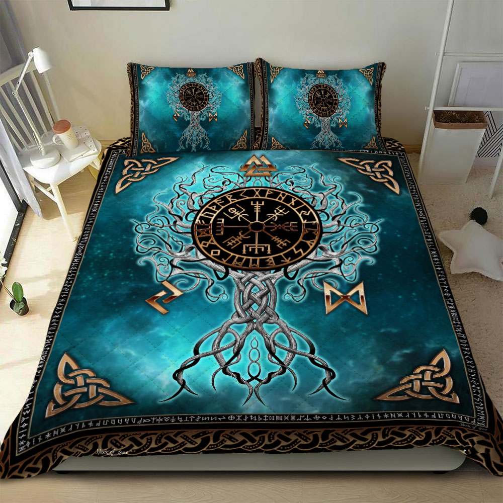 viking yggdrasil symbol all over printed bedding set 1