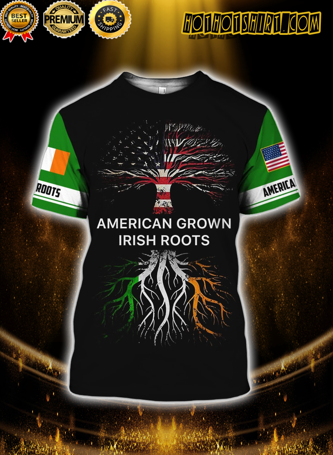 American grown irish roots 3d all over printed shirt