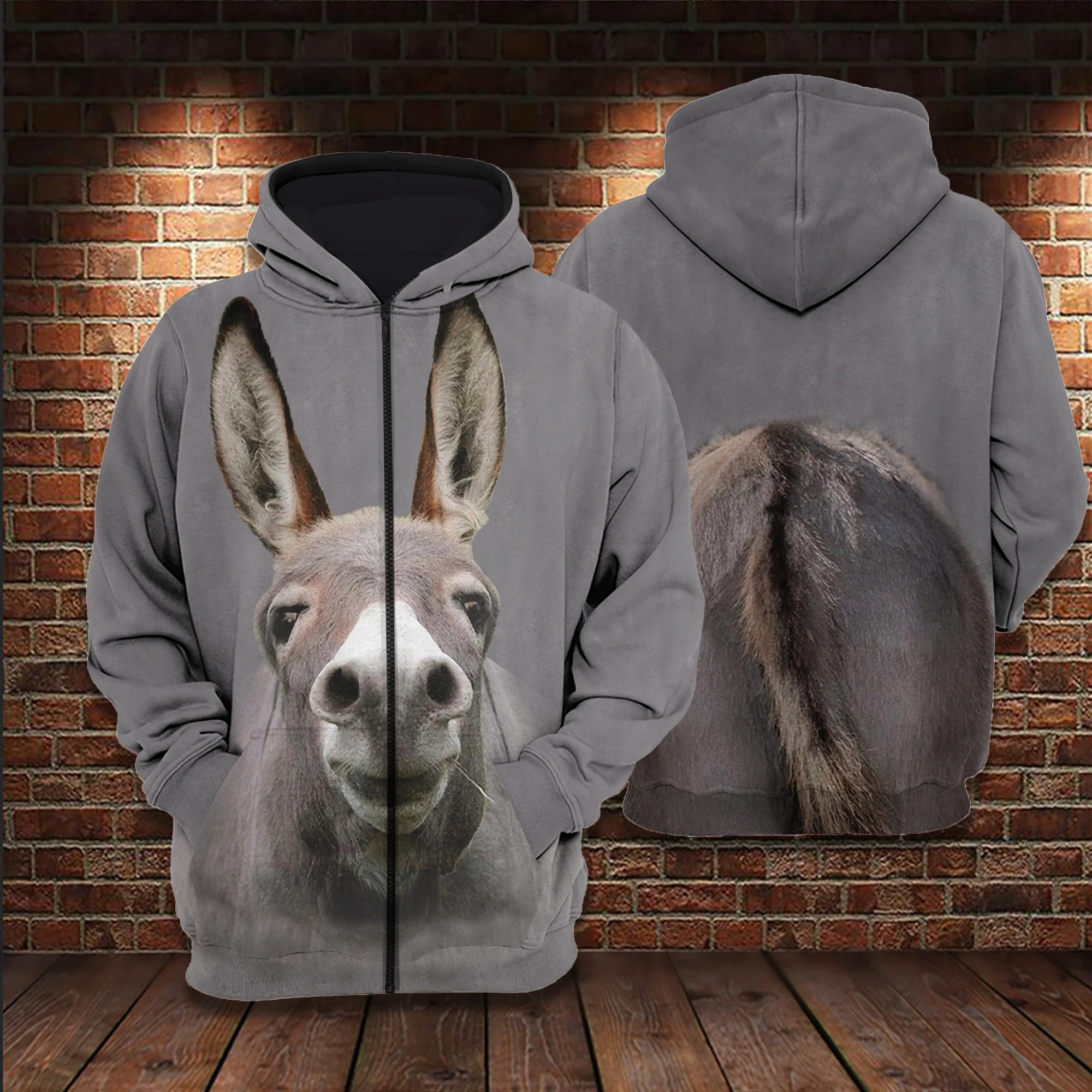 Cute donkey 3D hoodie 1