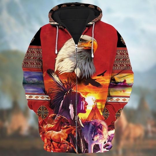 [LIMITED EDITION] Eagle native american zip hoodie