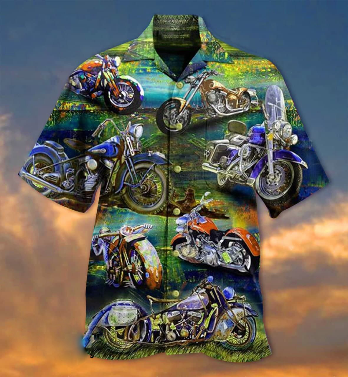 Freedom is a full tank motorcycle short sleeve hawaiian shirt