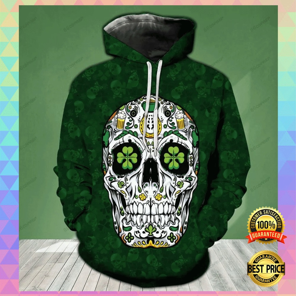 Irish sugar skull all over printed 3D hoodie2