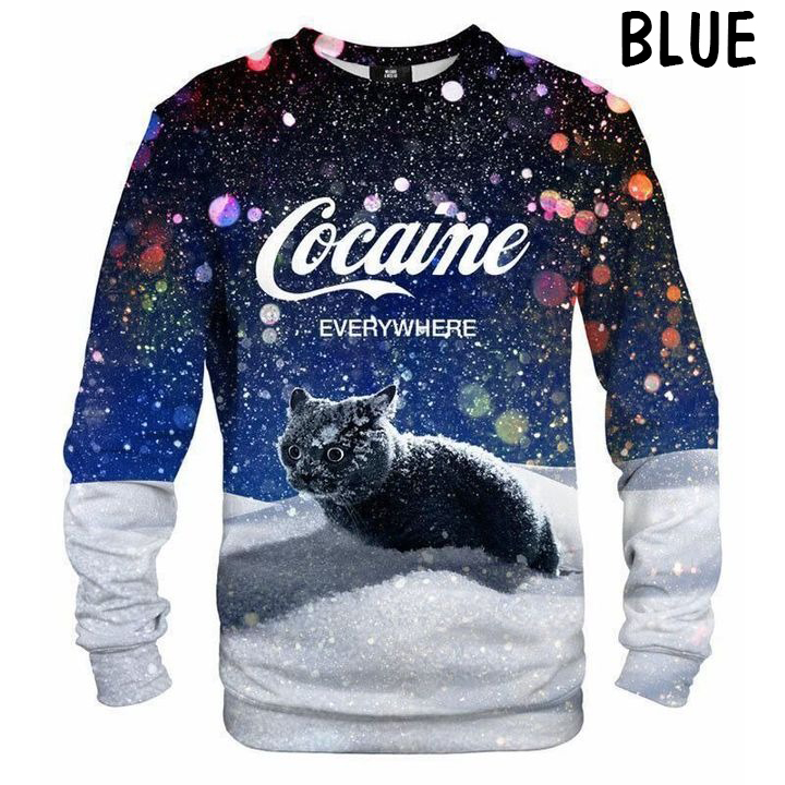 Let it snow cat cocaine everywhere 3d All Over Printed Sweatshirt