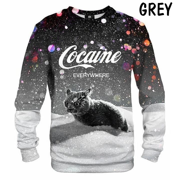 Let it snow cat cocaine everywhere 3d All Over Printed Sweatshirt