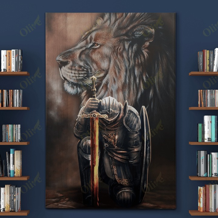 [LIMITED EDITION] Lion and warrior knight canvas