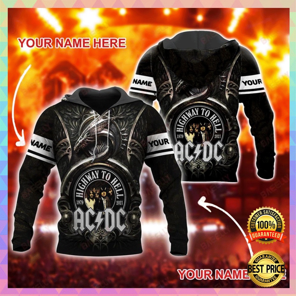 Personalized AC DC highway to hell all over printed 3D hoodie2