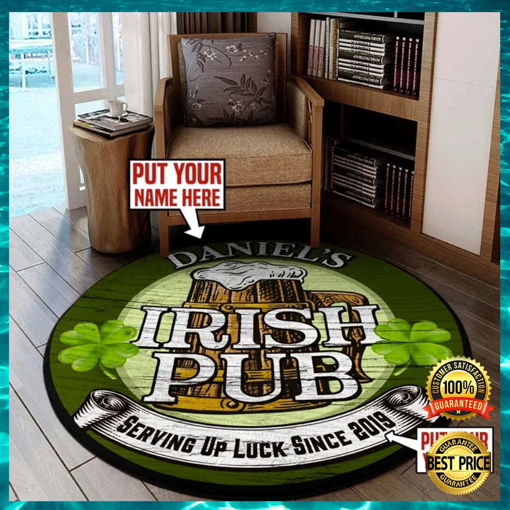 Personalized Irish Pub round rug1