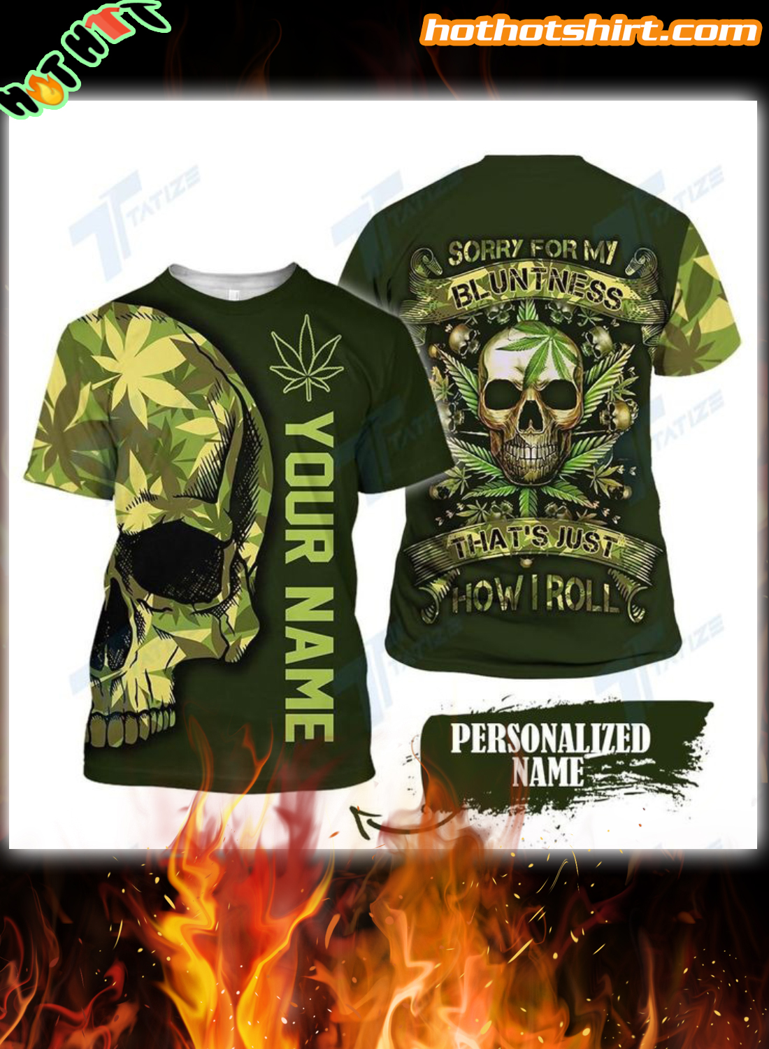 Personalized Skull Weed sorry for my bluntness 3D all over printed hoodie 2
