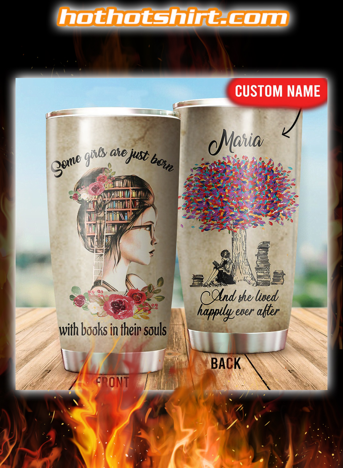 Personalized Some girls are just born with books in their souls tumbler 1