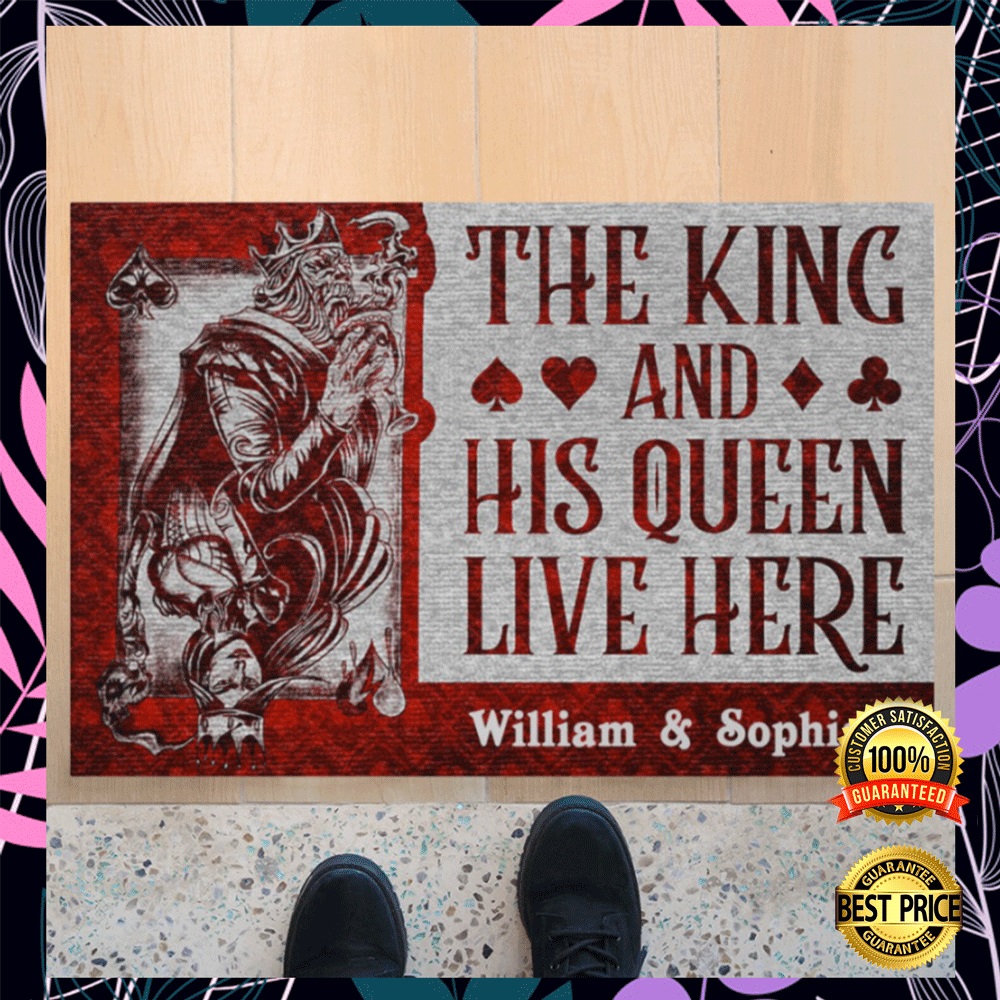 Personalized the king and his queen live here doormat2