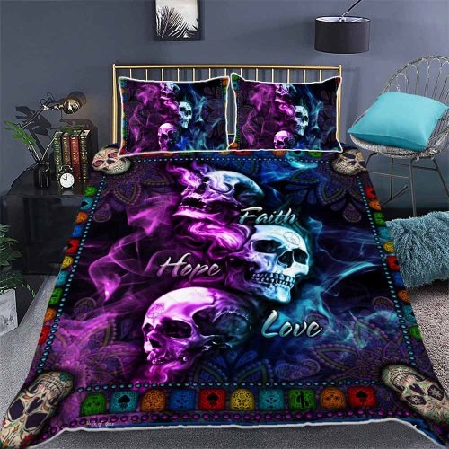 Skull faith hope love bedding set 3