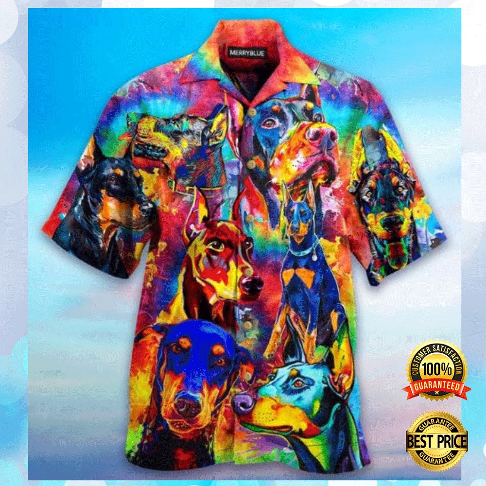 Colorful Doberman Pinscher hawaiian shirt 2
