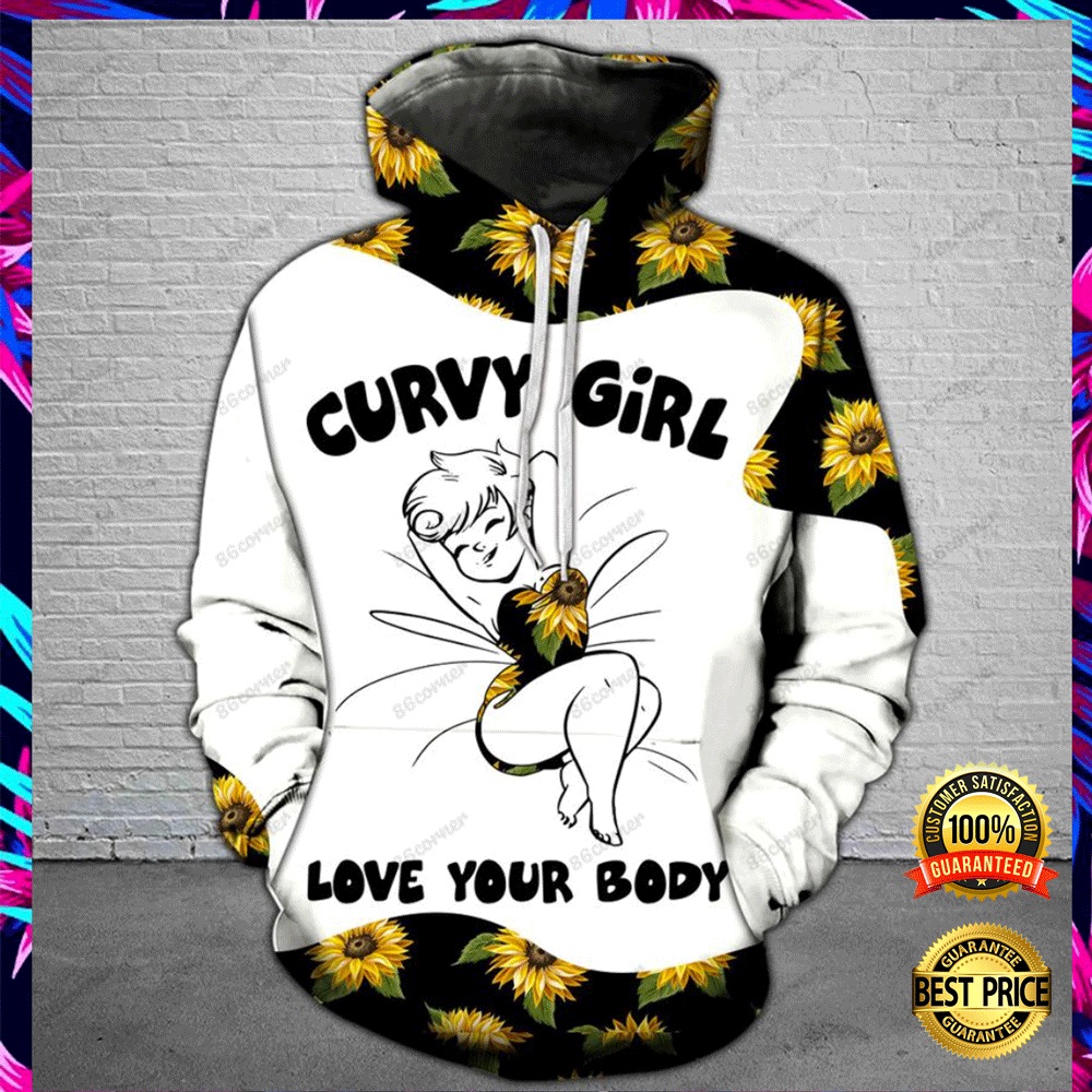 Curvy girl love your body all over printed 3D hoodie tank top and legging 2