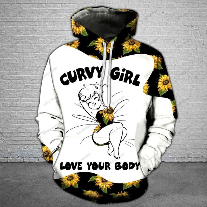 Curvy girl love your body sunflower hoodie and legging 3D 2