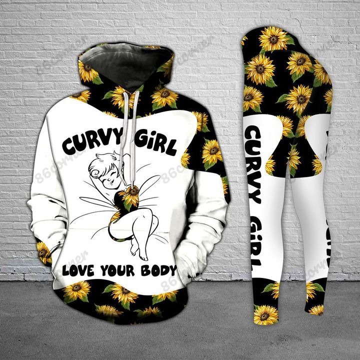 Curvy girl love your body sunflower hoodie and legging 3D