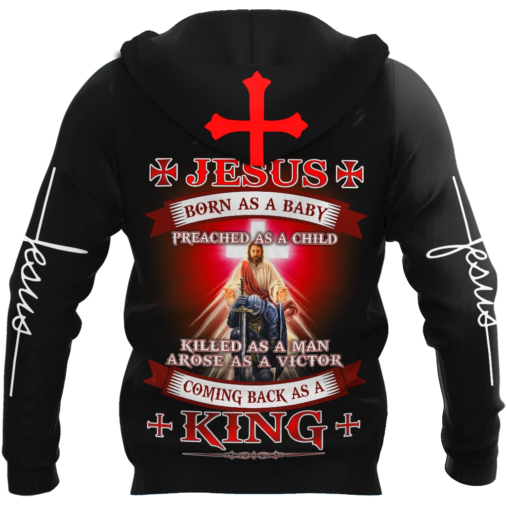 Easter Jesus born as a baby coming back as a king 3d all over printed hoodie 2