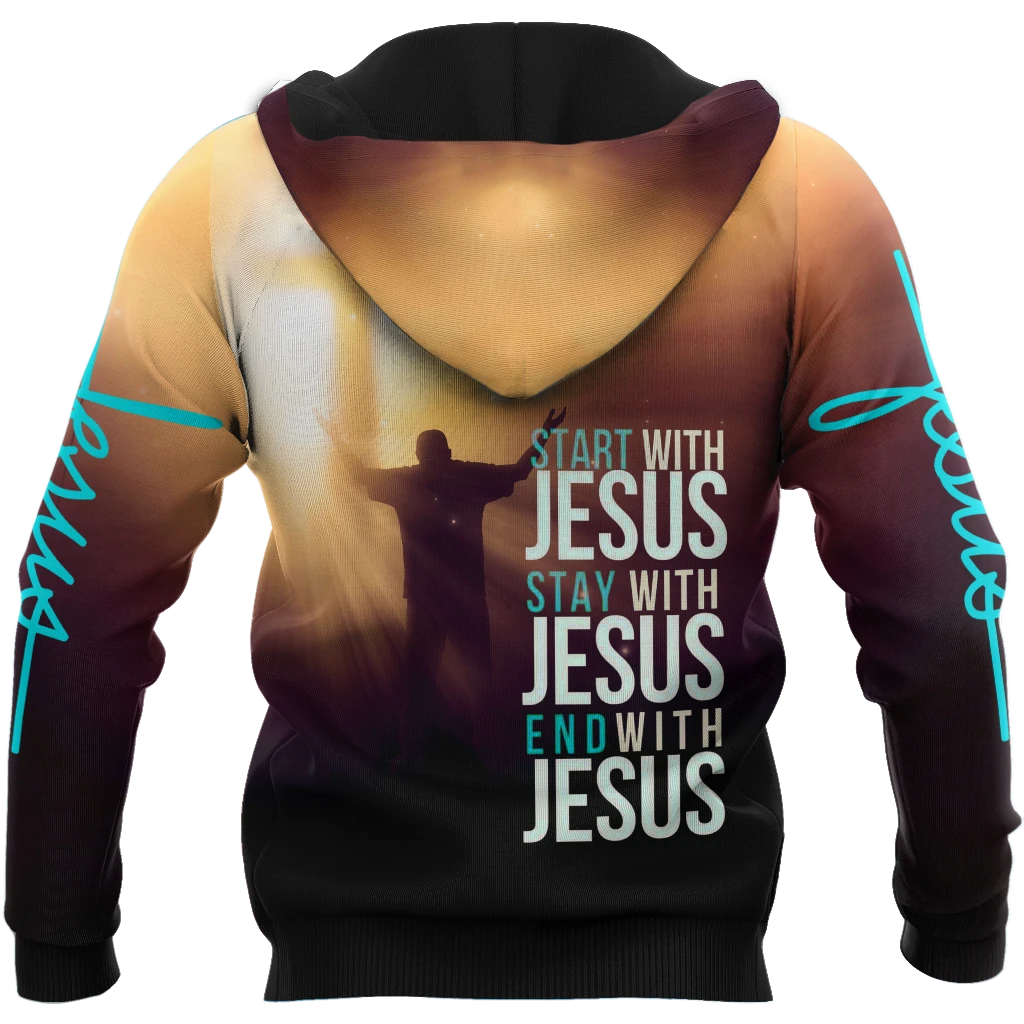 Easter start with jesus stay with jesus end with jesus 3D all over printed hoodie 2