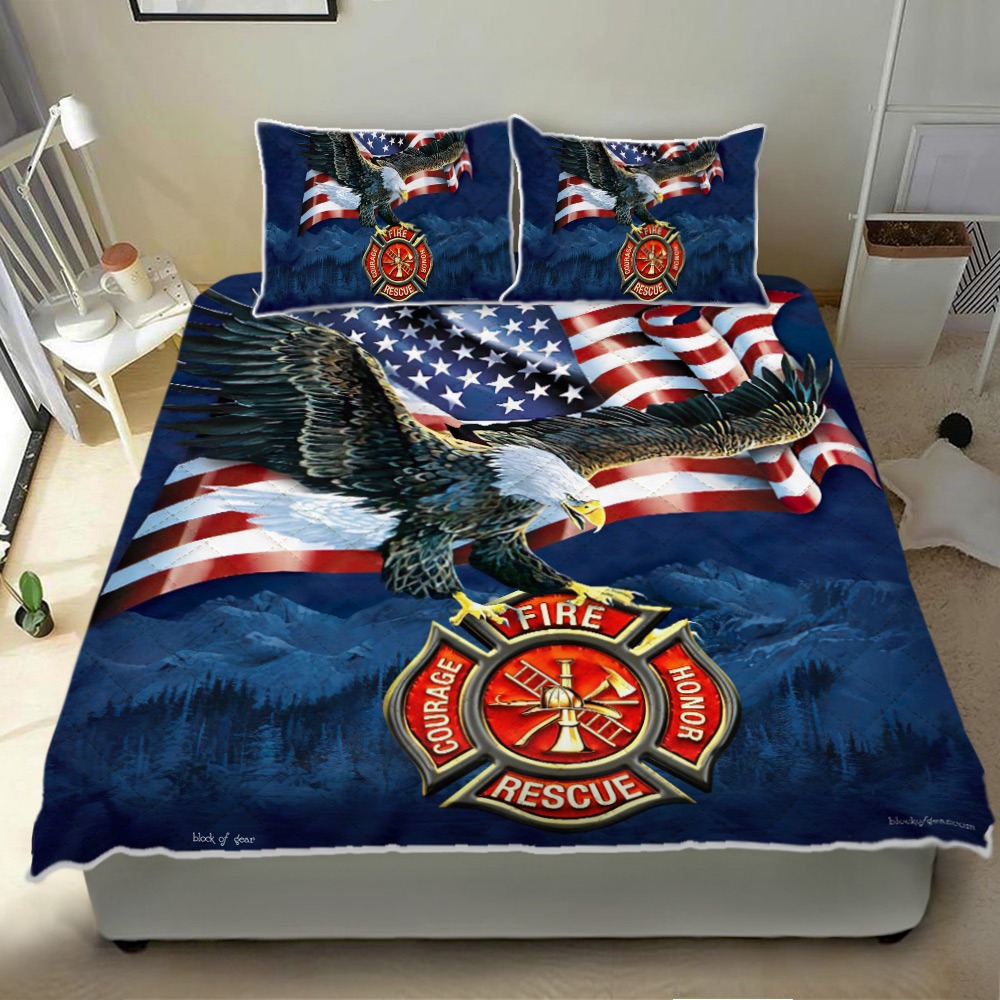 Firefighter american eagle bedding set
